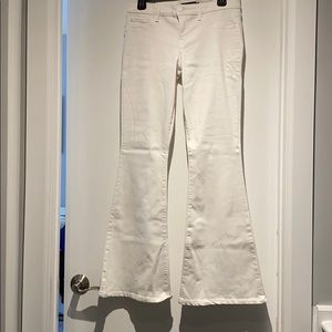 White wide flare jeans